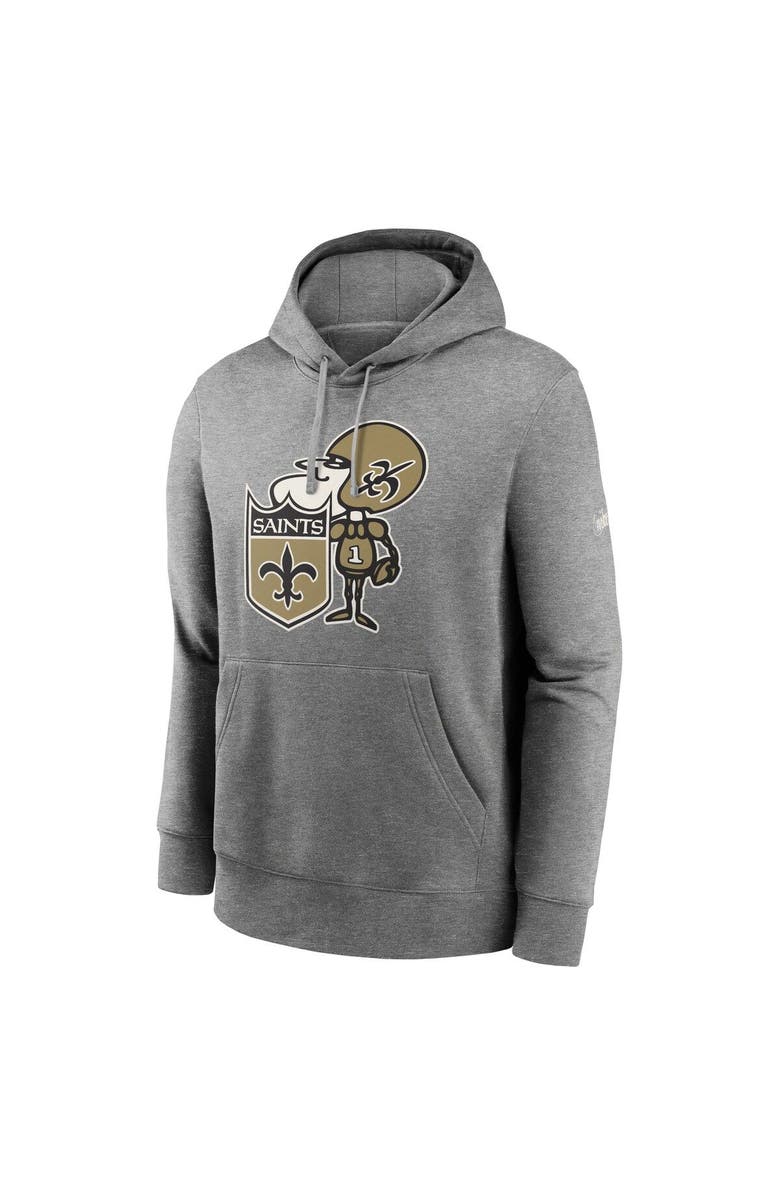 Nike Men's Nike Heathered Gray New Orleans Saints Rewind Club Fleece Pullover Hoodie, Alternate, color, Heather Gray