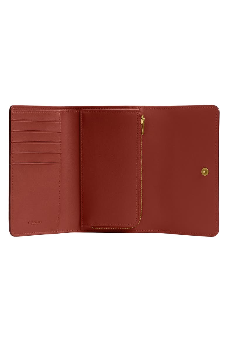 Essential Leather & Signature Coated Canvas Trifold Wallet, Alternate, color, TAN RUST