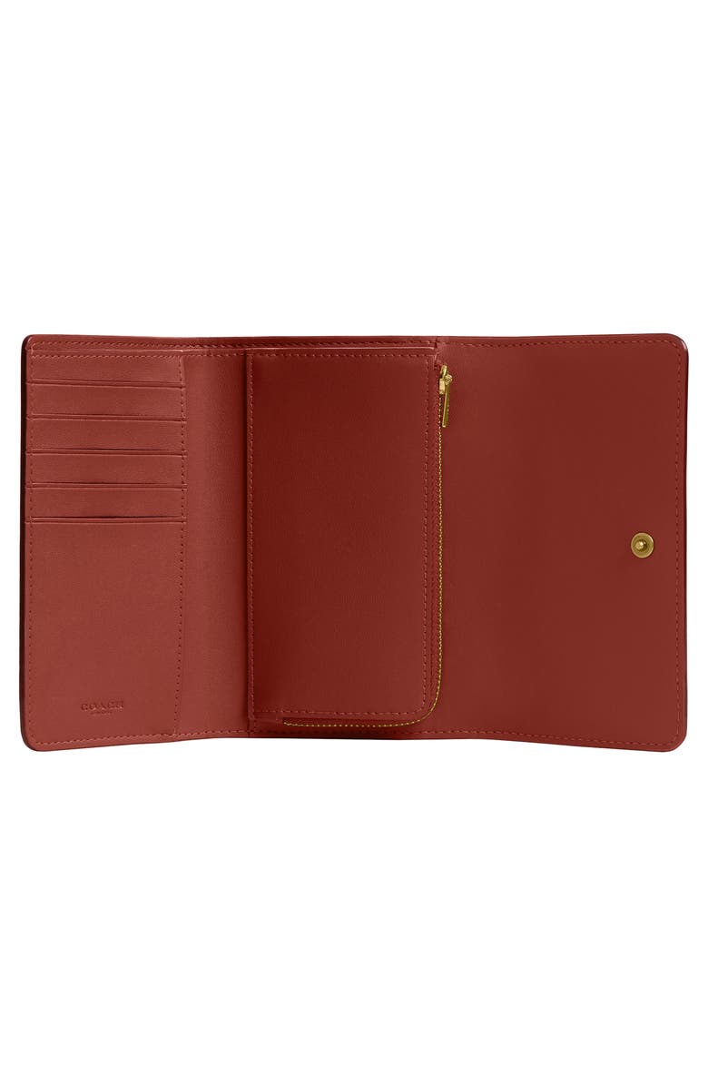 COACH Essential Leather & Signature Coated Canvas Trifold Wallet, Alternate, color, Tan Rust