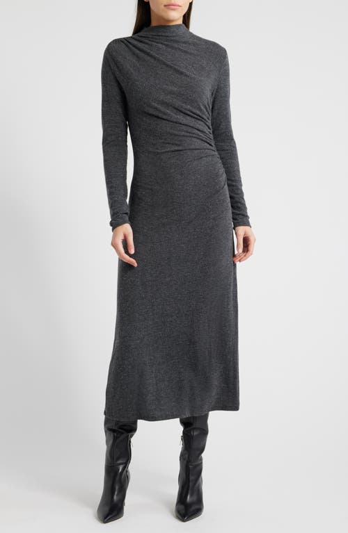 Rails Margaret Gathered Jersey Midi Dress In Gray