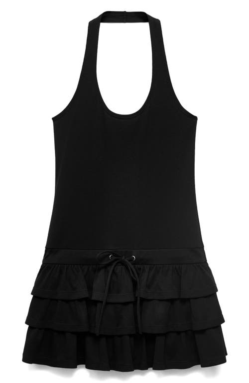 Mango Ruffle Hem Halter Minidress In Black