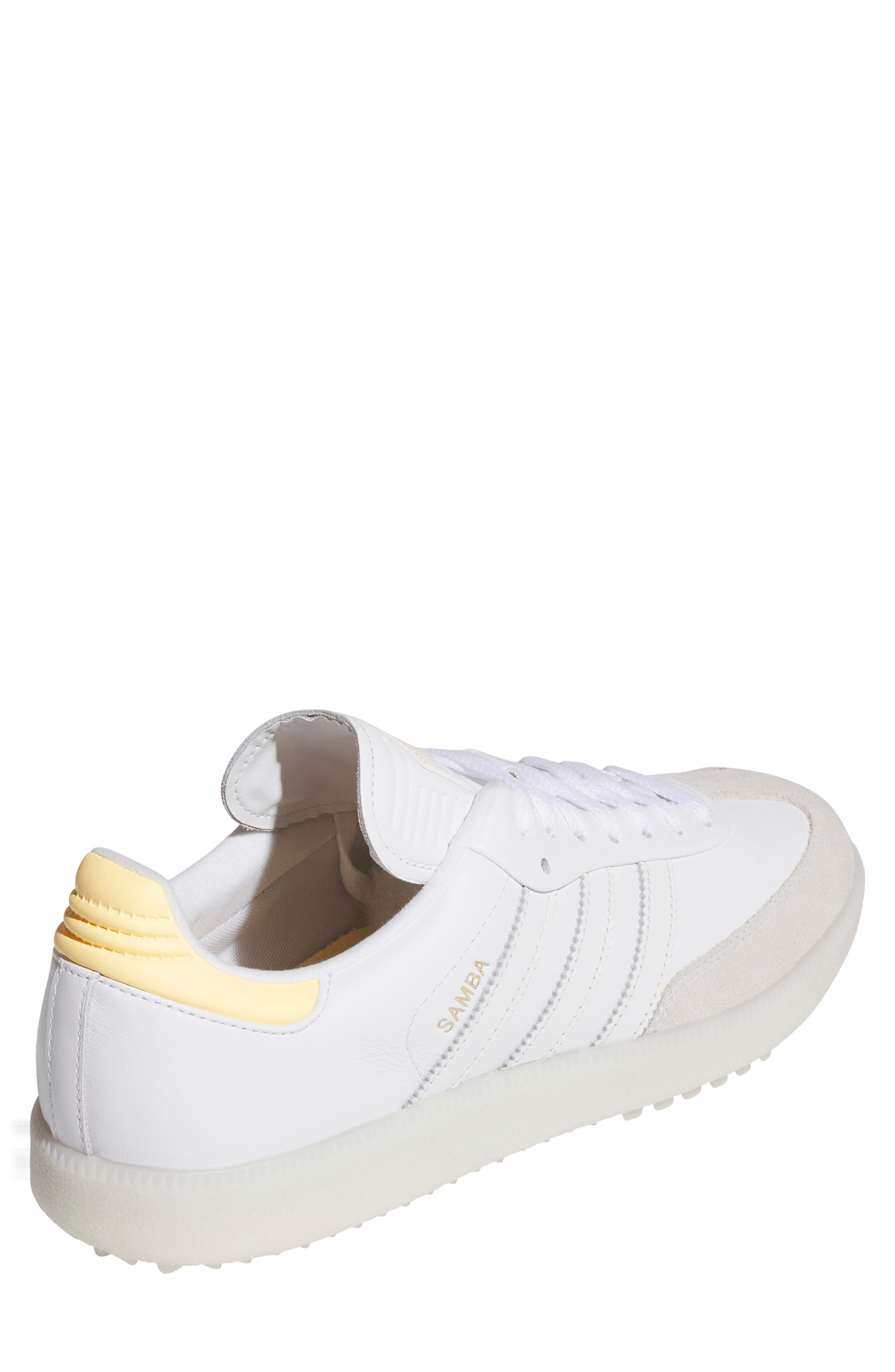 adidas Golf Gender Inclusive Samba Spikeless Golf Shoe, Alternate, color, White/ Tangerine/ Off White