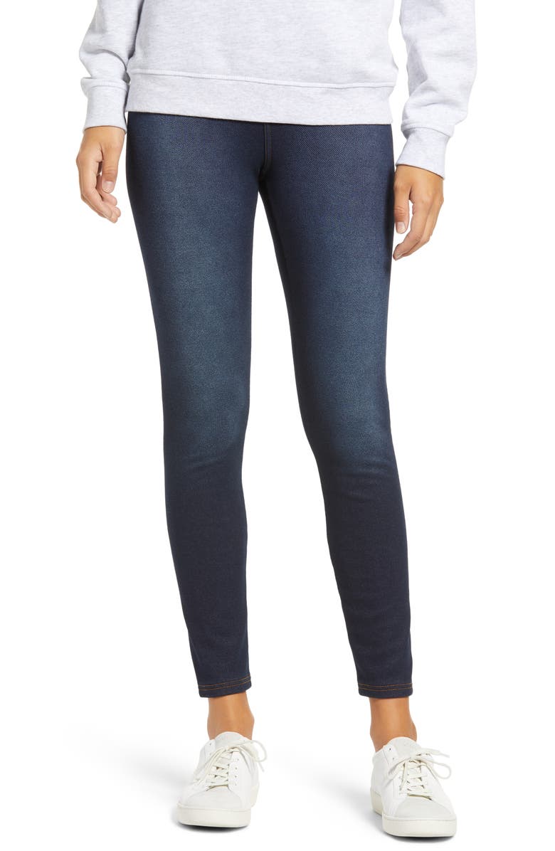 Hue High Waist Winter Denim Leggings, Main, color, Midnight Rinse