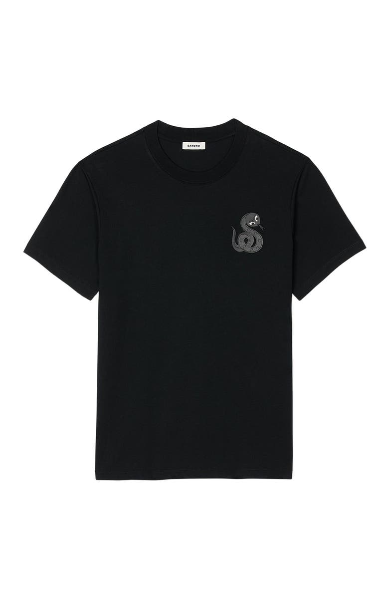 SANDRO T-shirt with snake detail, Alternate, color, 