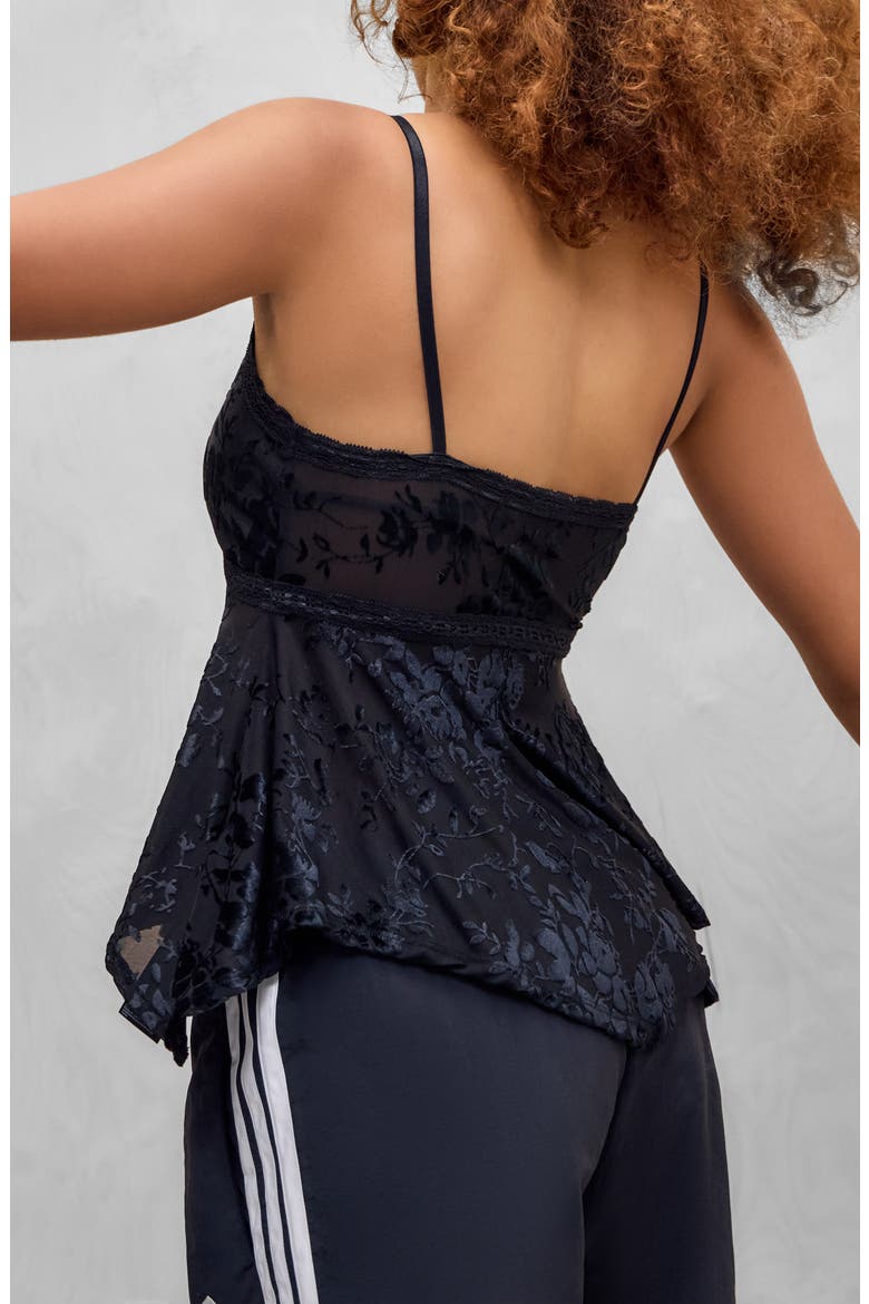 Devoree Floral Burnout Babydoll Top, Alternate, color, BLACK