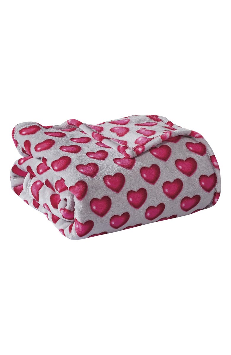 Luxury Home Cozy Micro Plush Throw Blanket, Main, color, Pink Hearts