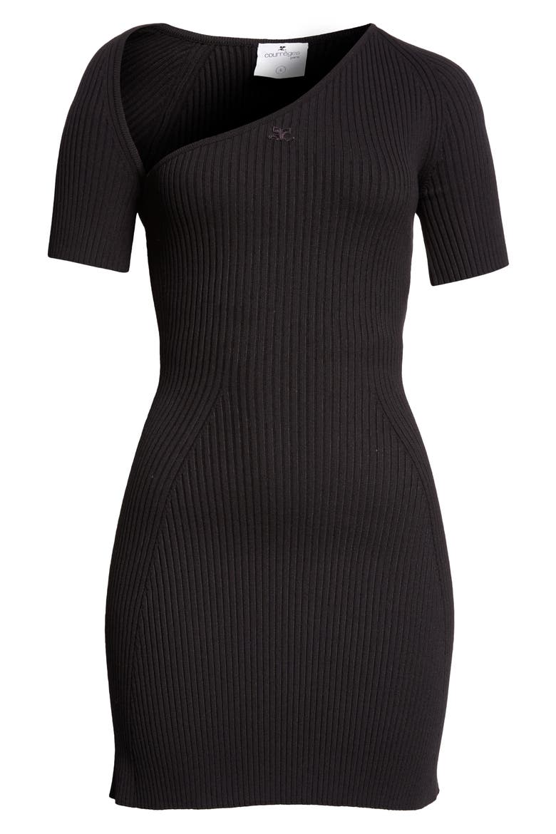 Slash Rib Sweater Dress, Alternate, color, BLACK