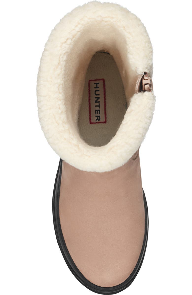 Hunter Marisol Waterproof Faux Shearling Cuff Bootie, Alternate, color, Medium Natural