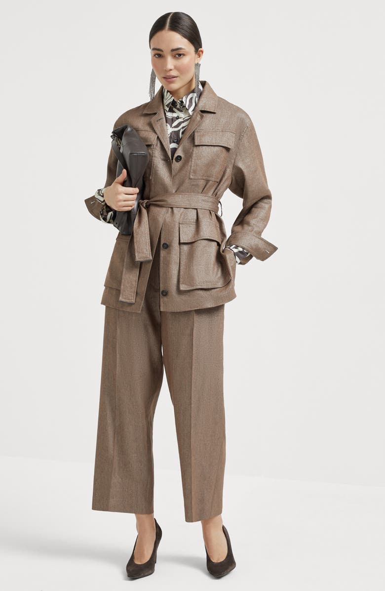 Brunello Cucinelli Pleated Chino trousers, Alternate, color, Hazelnut