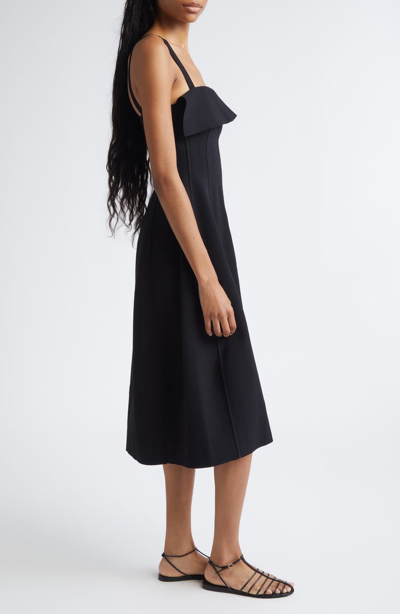 Proenza Schouler Blanca Compact Stitch Fit & Flare Sweater Dress, Alternate, color, Black