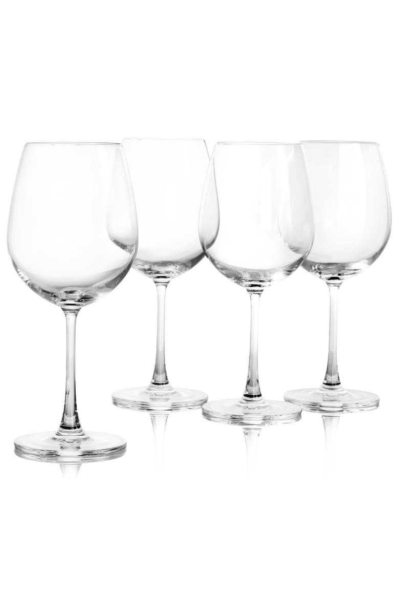 4 Piece 20oz Red Wine Glass Set, Alternate, color, Clear