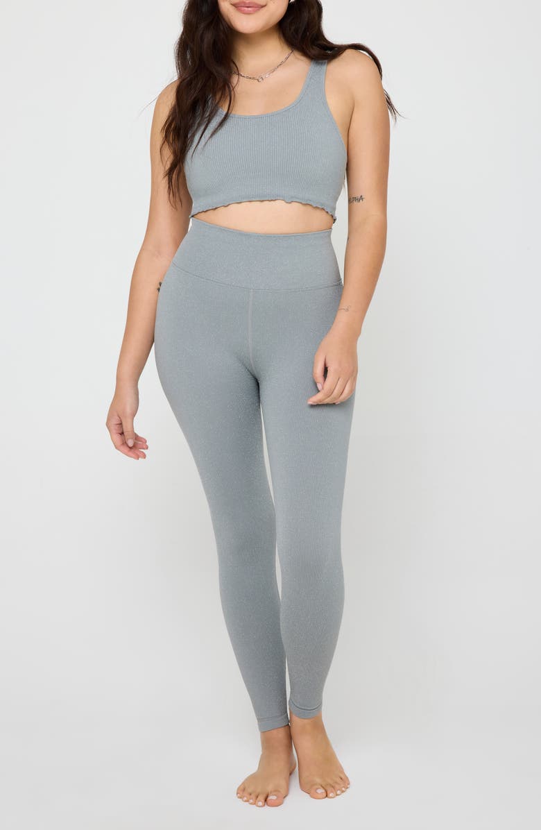 Spiritual Gangster Amor Shimmer Crop Tank, Alternate, color, Silver