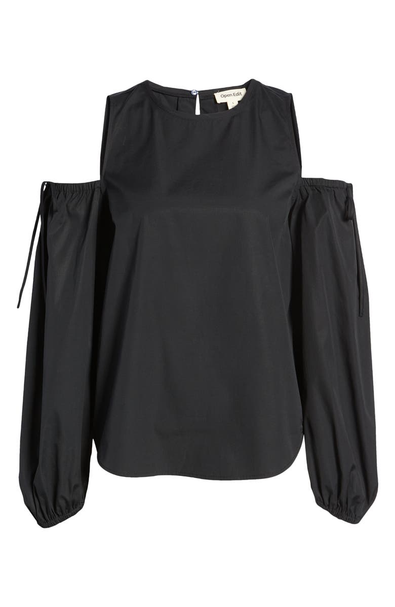 Open Edit Cold Shoulder Cotton Poplin Shirt, Alternate, color,