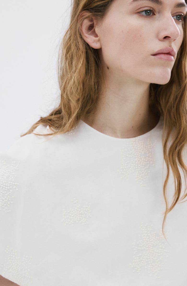 MANGO Embroidered Top, Alternate, color, Ecru