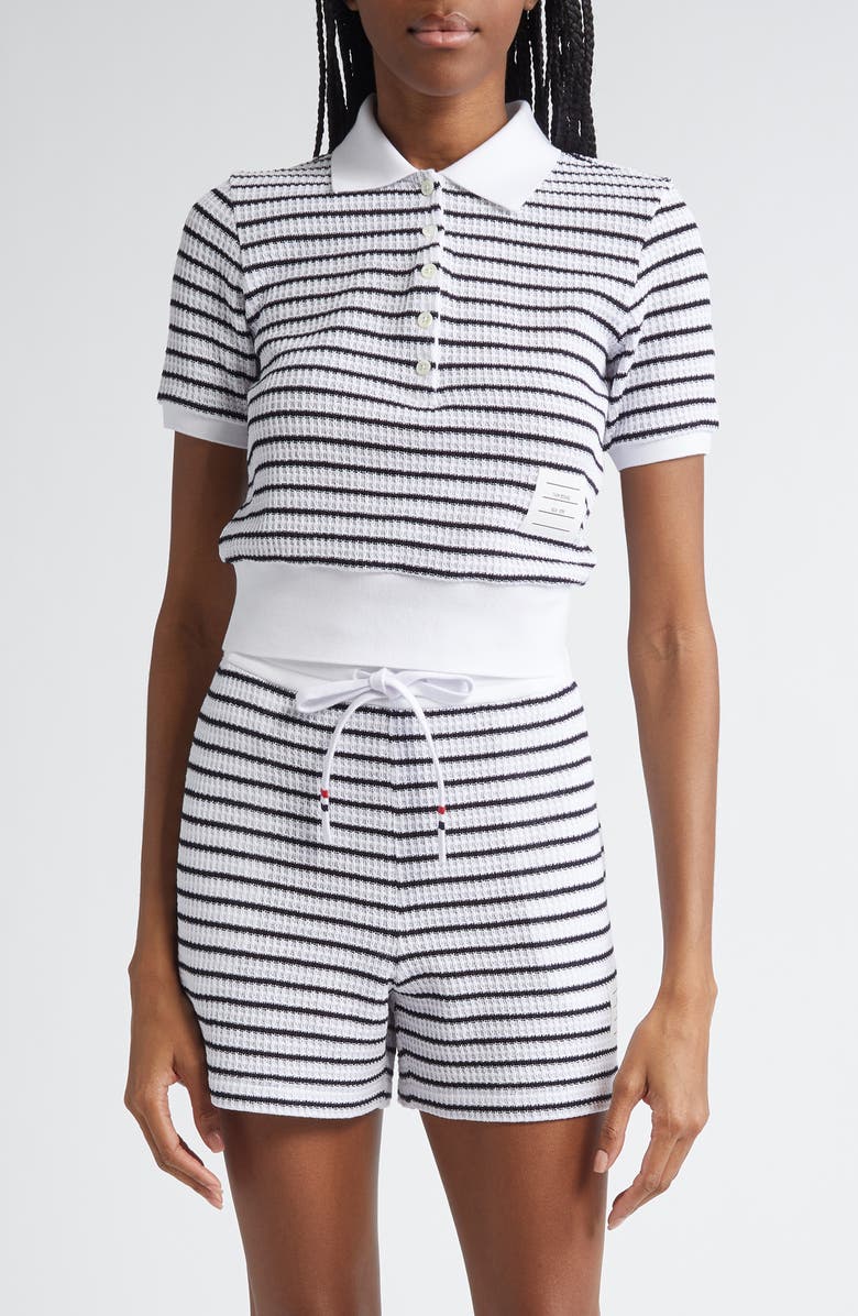 Thom Browne Stripe Cotton Knit Polo, Main, color,