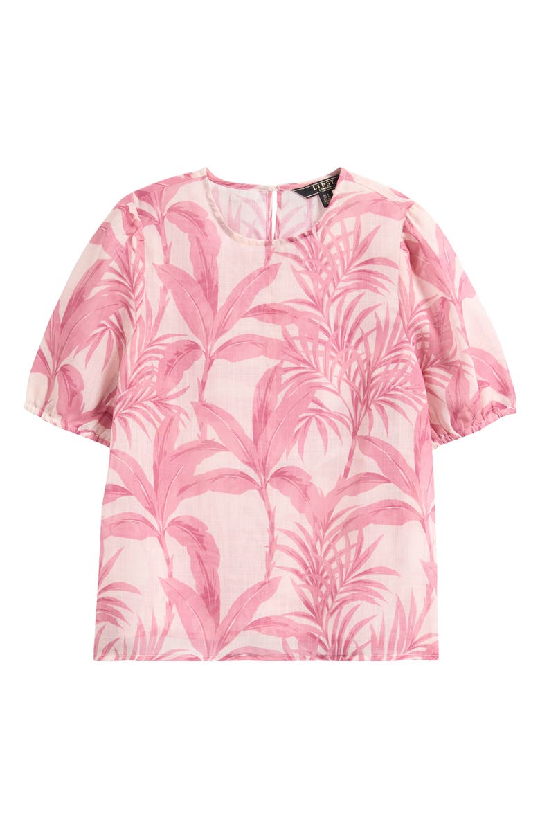 Lipsy Palm Print Puff Sleeve Top, Alternate, color, Pink