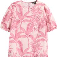 Lipsy Palm Print Puff Sleeve Top