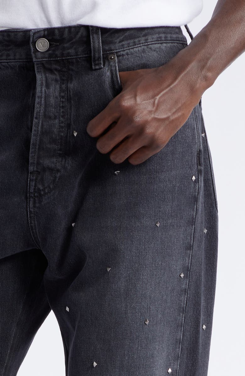 Valentino Garavani Rockstud Nonstretch Denim Jeans, Alternate, color, 