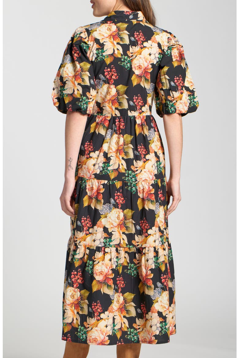 Floral Midi Shirtdress, Alternate, color, BLACK MULTI