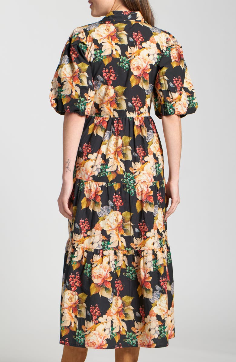 APNY Puff Sleeve Tiered Shirtdress, Alternate, color, Black Multi