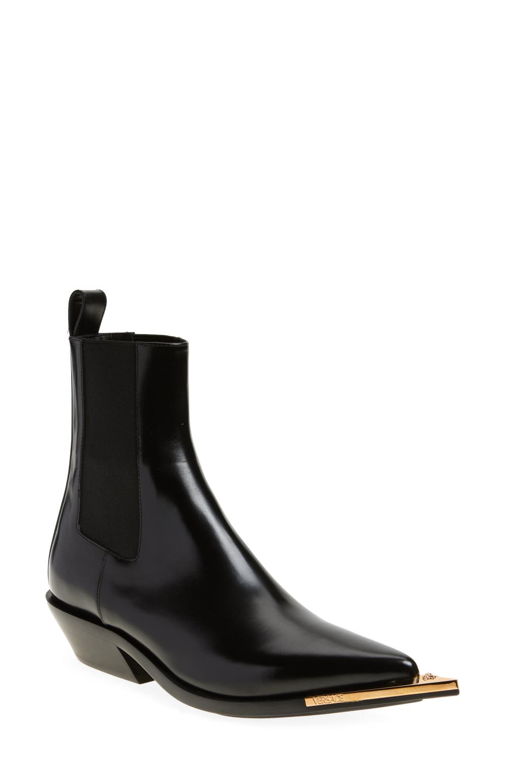 Arrow Pointed Toe Boot, color, BLACK