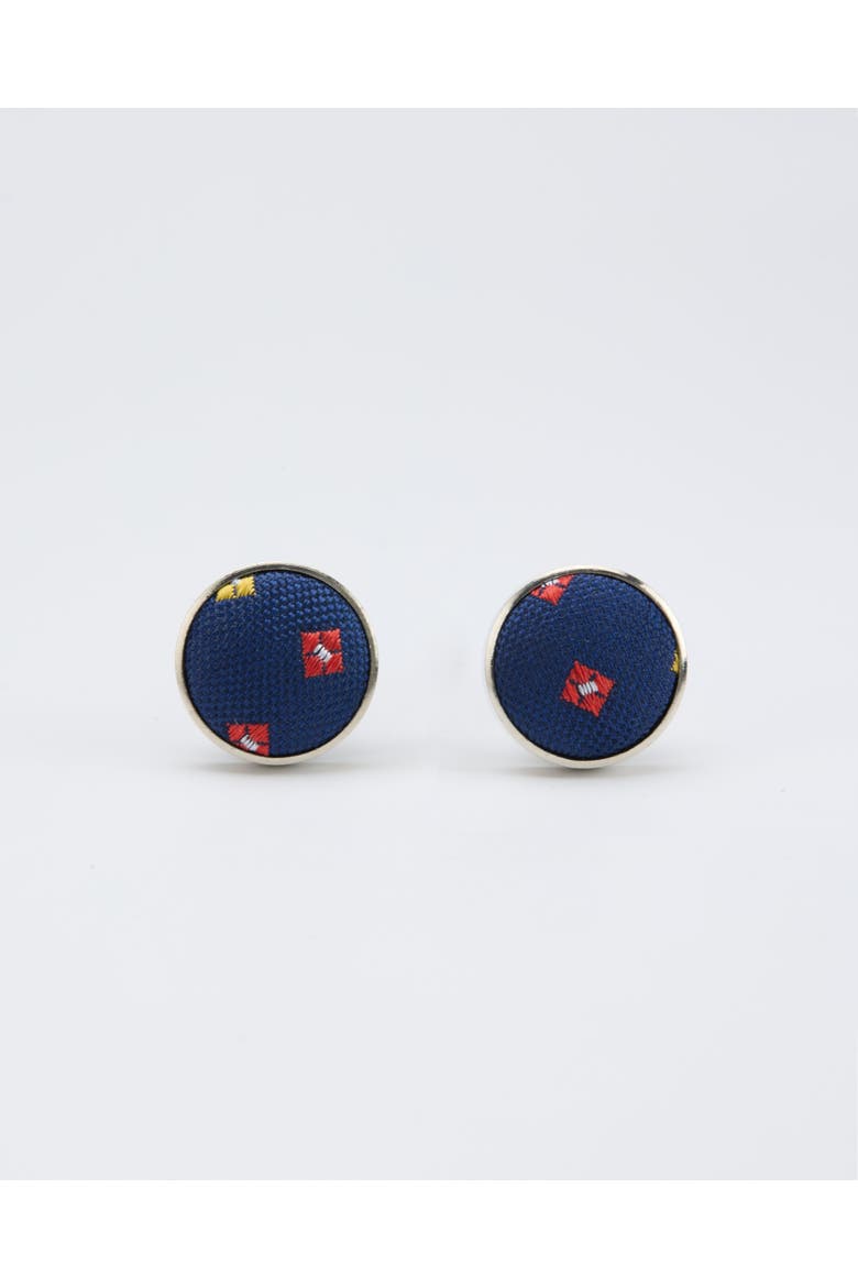 Diamond Blossom Silk Cufflinks, Main, color, Navy
