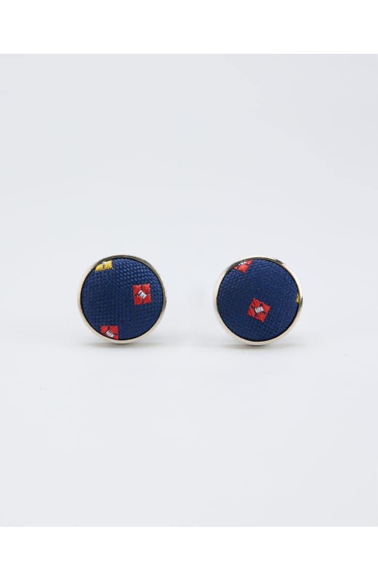 Knottery & Co Diamond Blossom Silk Cufflinks, Main, color, Navy