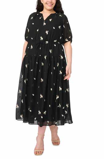 Print Tie Waist Midi Dress