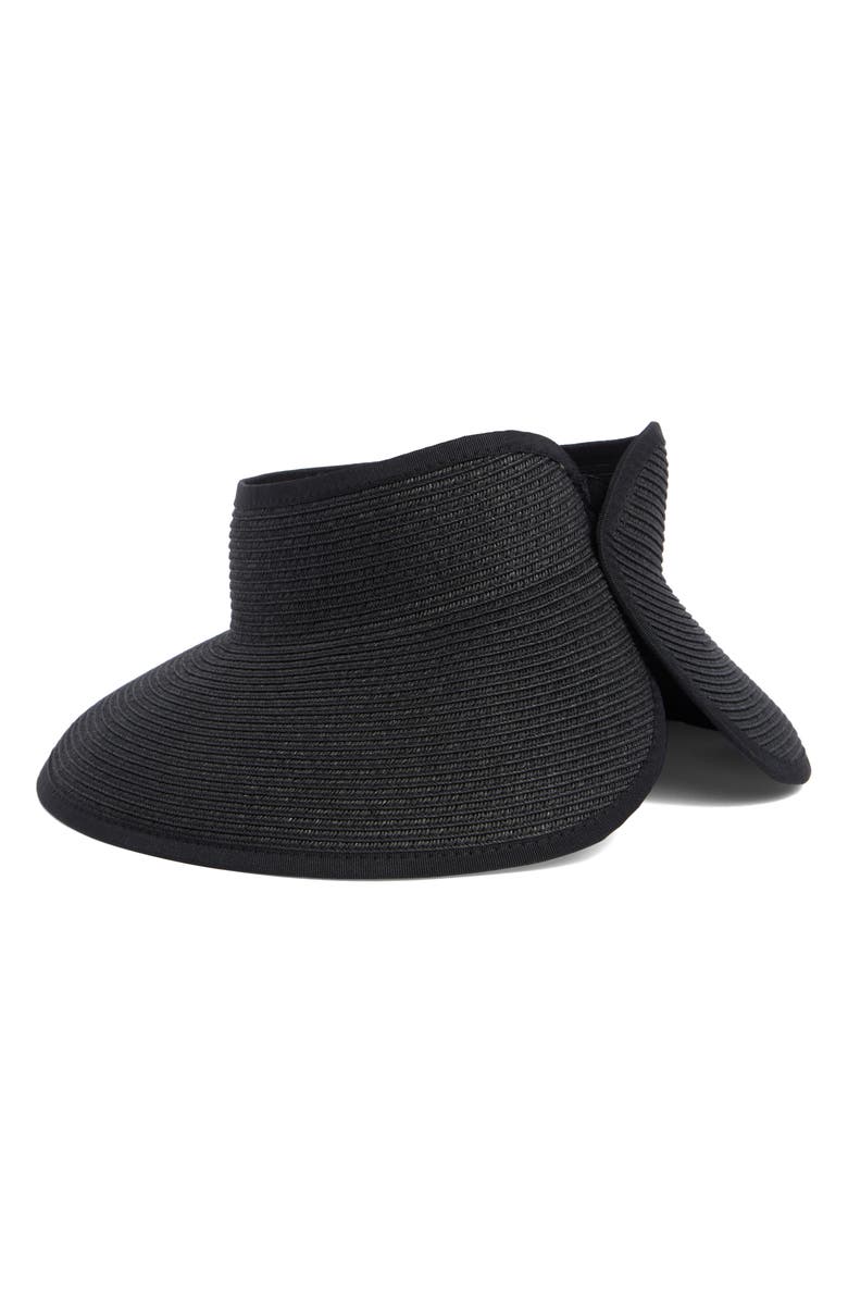 Vince Camuto Roll-Up Straw Visor, Alternate, color, Black