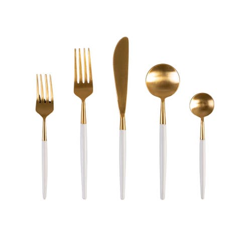 White and Gold Flatware Set