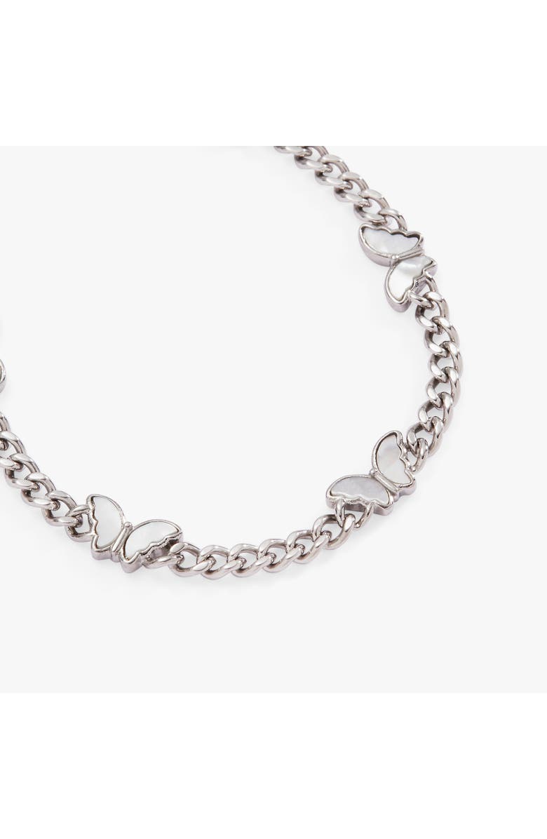 Alex and Ani Butterfly Curb Chain Bracelet, Alternate, color, Silver