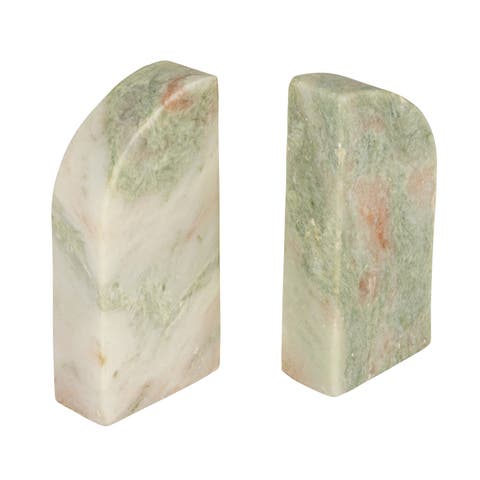Half Arch Marble Bookends, Green