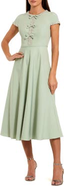 Mac Duggal Crepe Midi Dress With Rhinestone Beading