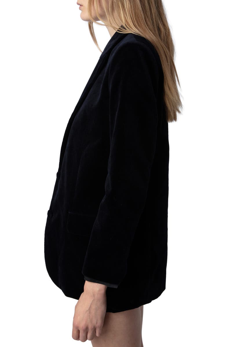 Zadig & Voltaire Viva Cotton Velvet Blazer, Alternate, color, 