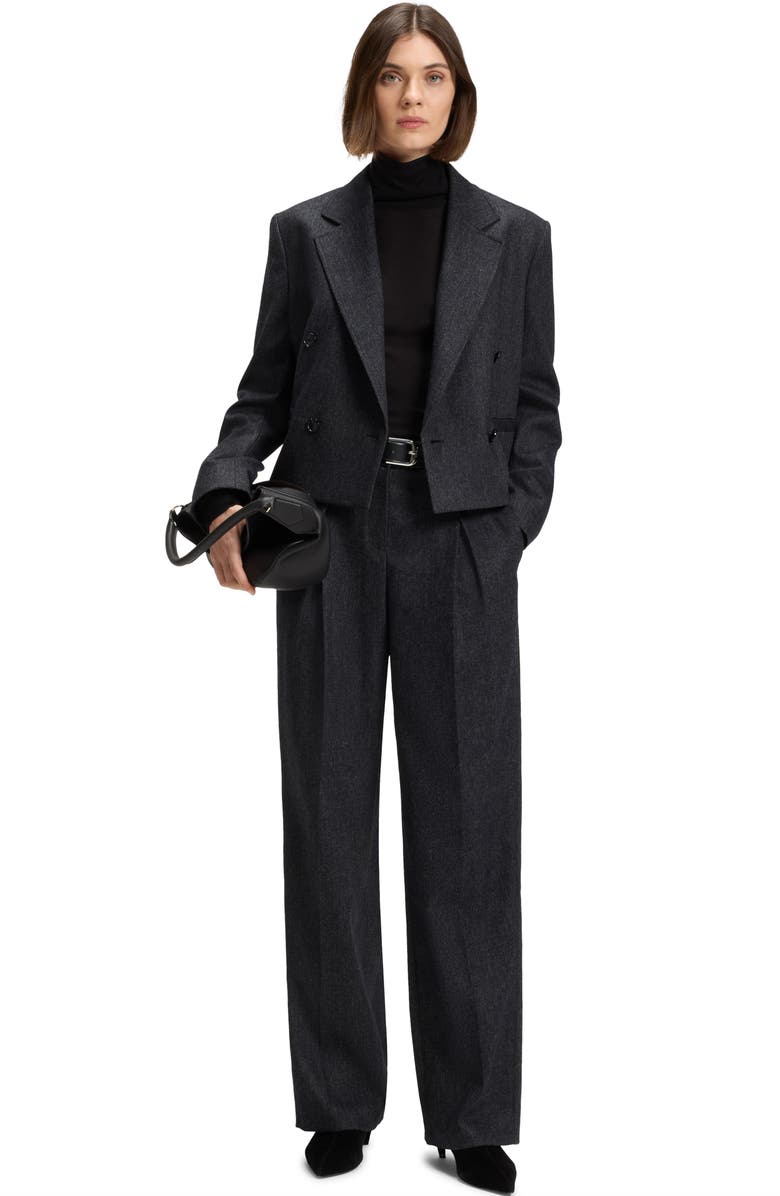 BOSS Orange Taflong Pleat Wide Leg Pants, Alternate, color, Dark Blue