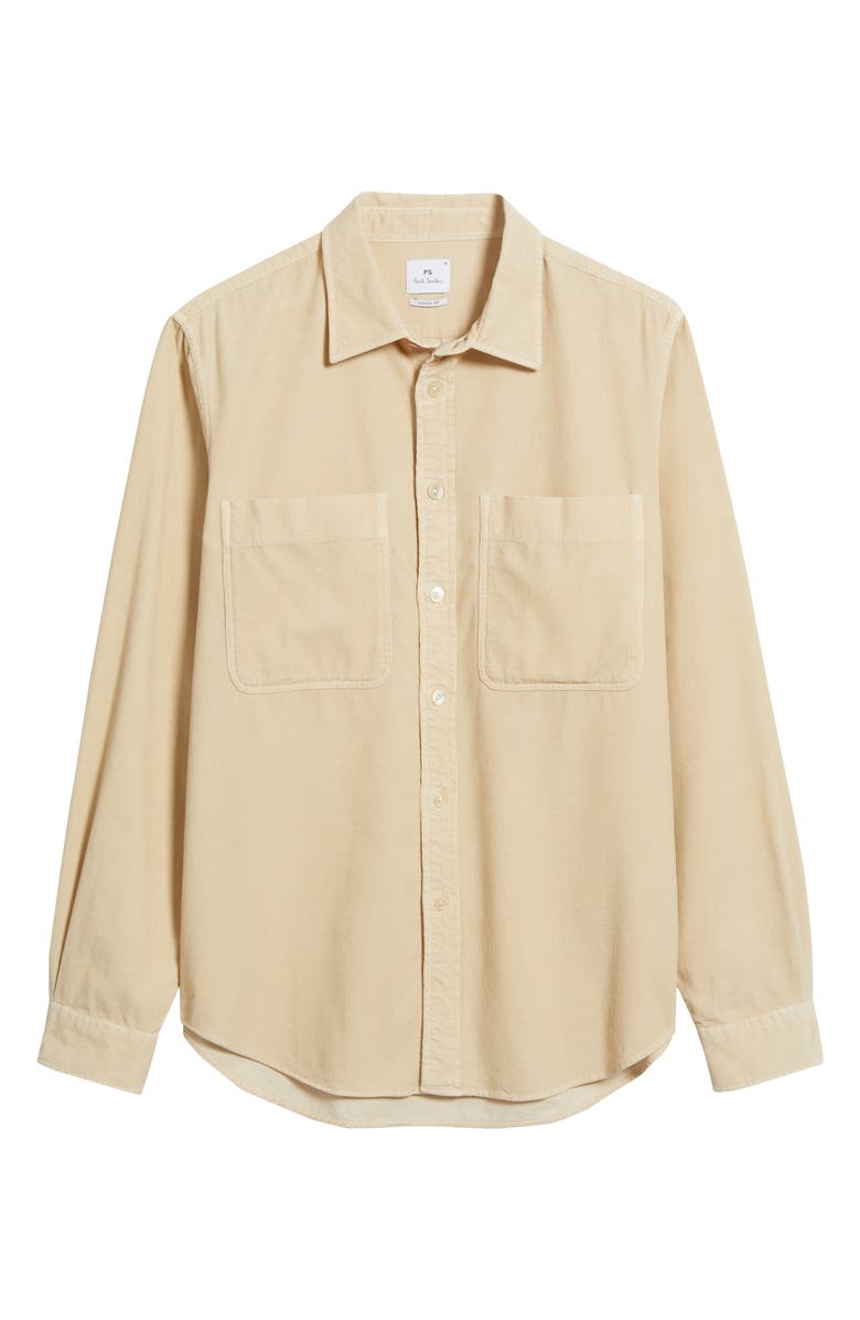 PS Paul Smith Casual Fit Organic Cotton Corduroy Button-Up Shirt, Alternate, color, Light Beige