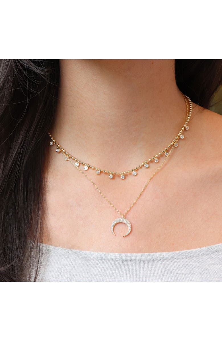 The Lovery Beaded CZ Dangle Necklace, Alternate, color, Gold