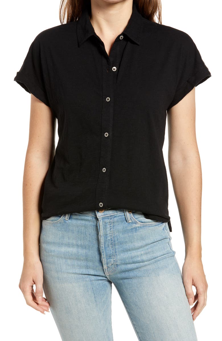 Caslon<sup>®</sup> Slub Jersey Camp Shirt, Main, color, 