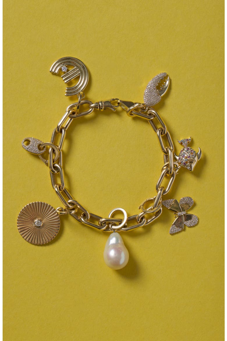 Diamond Rays Charm, Alternate, color, YELLOW GOLD