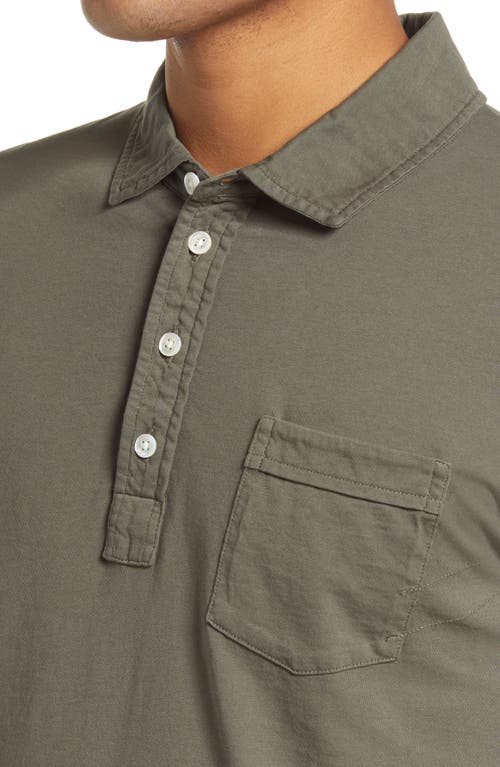 Billy Reid Pensacola Long Sleeve Organic Cotton Pocket Polo In Green