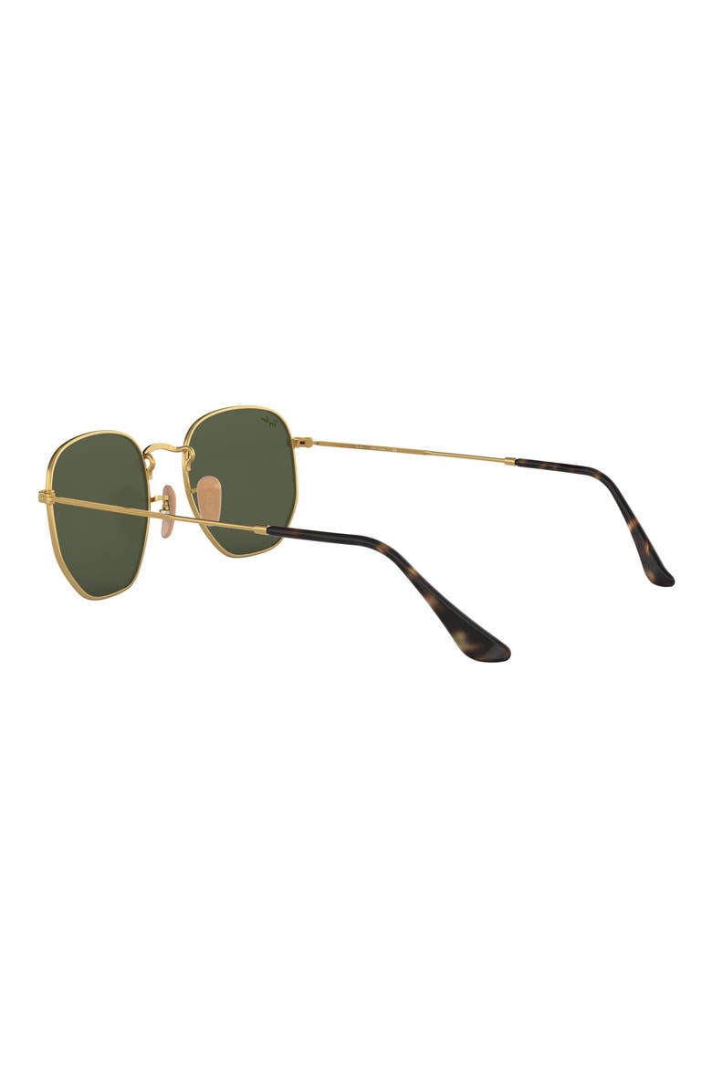 48mm Hexagonal Flat Lens Sunglasses, Alternate, color, GOLD GREEN