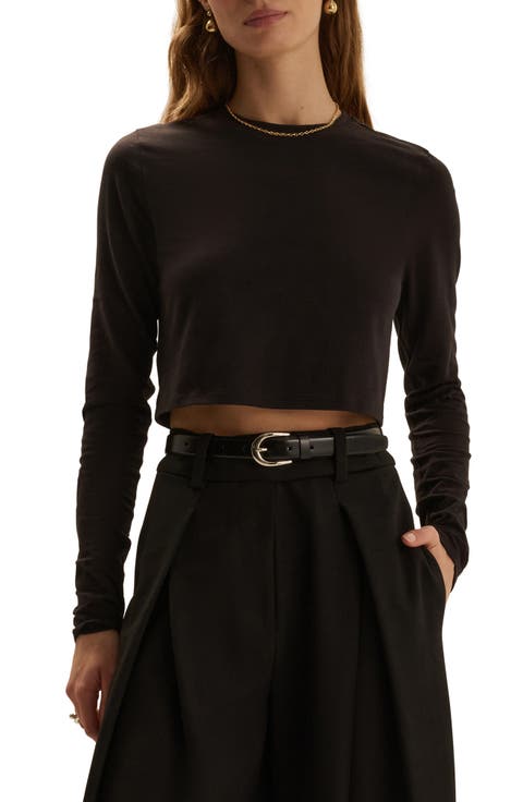 The Laura Stretch Cotton Long Sleeve Crop T-Shirt