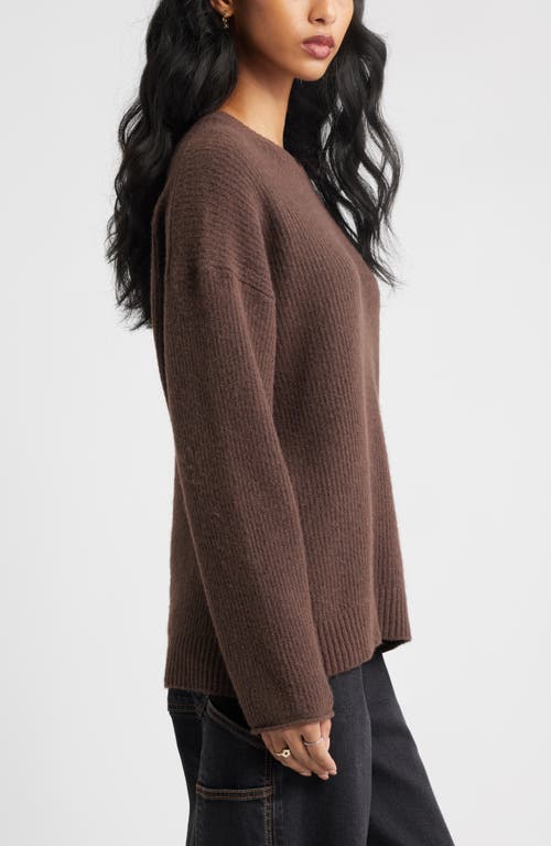 Bp. Fuzzy Oversize Sweater In Brown