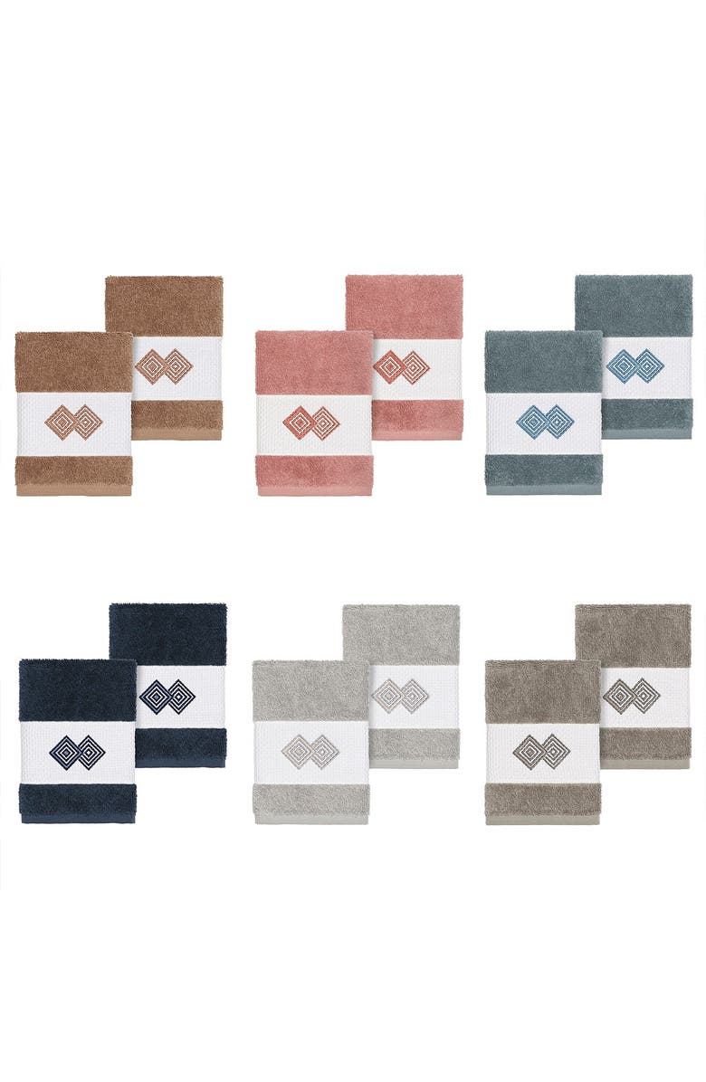 Linum Home Textiles Noah Embellished Washcloth - Set of 2 - Dark Grey, Alternate, color, Dark Grey