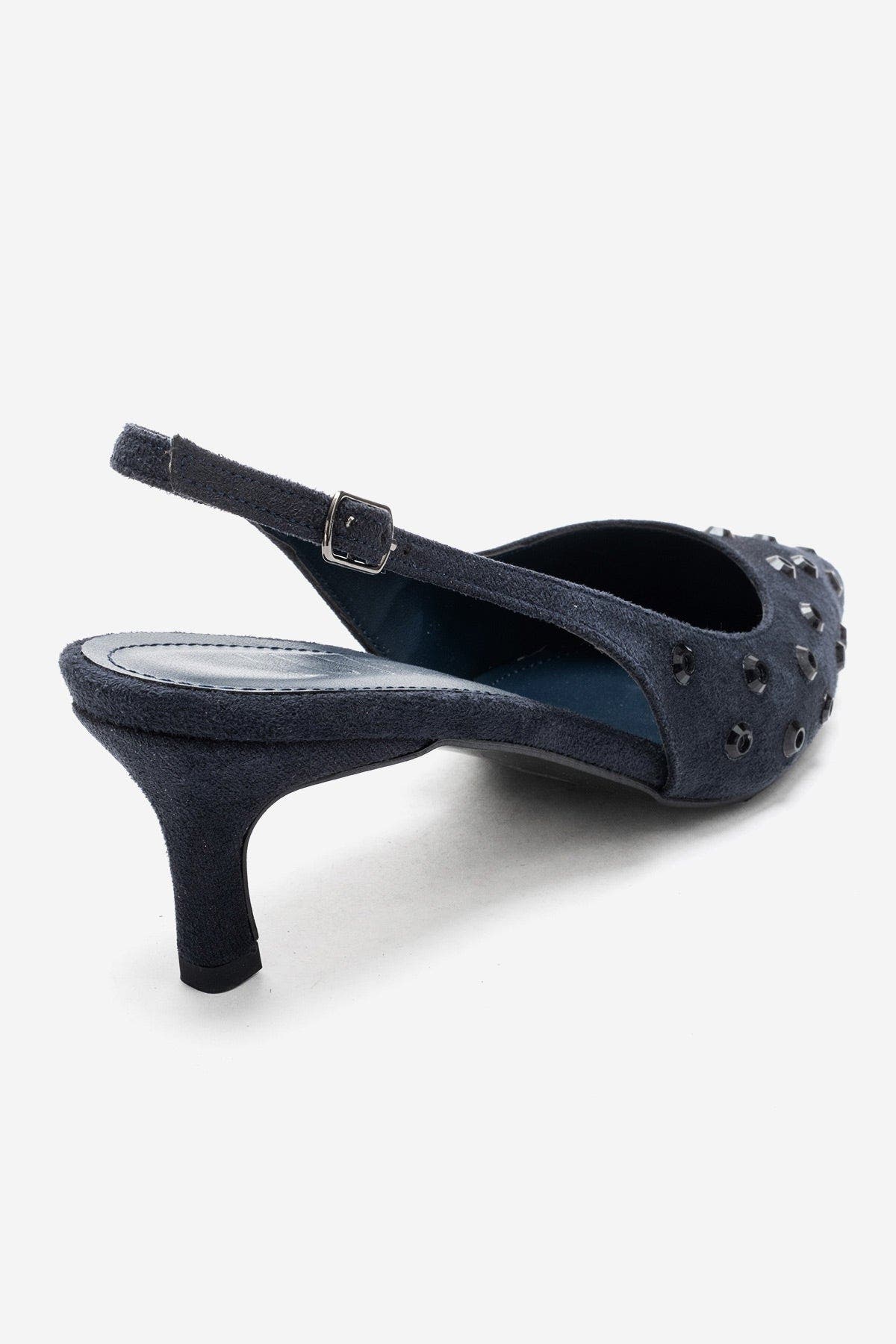 Prologue Shoes Lorex Embellished Stiletto Slingback Pump, Alternate, color, Navy Suede