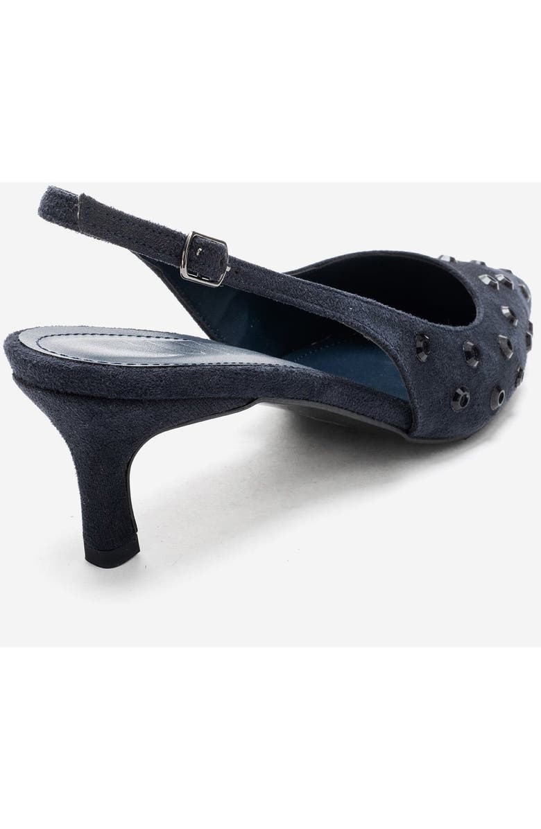 Prologue Shoes Lorex Embellished Stiletto Slingback Pump, Alternate, color, Navy Suede
