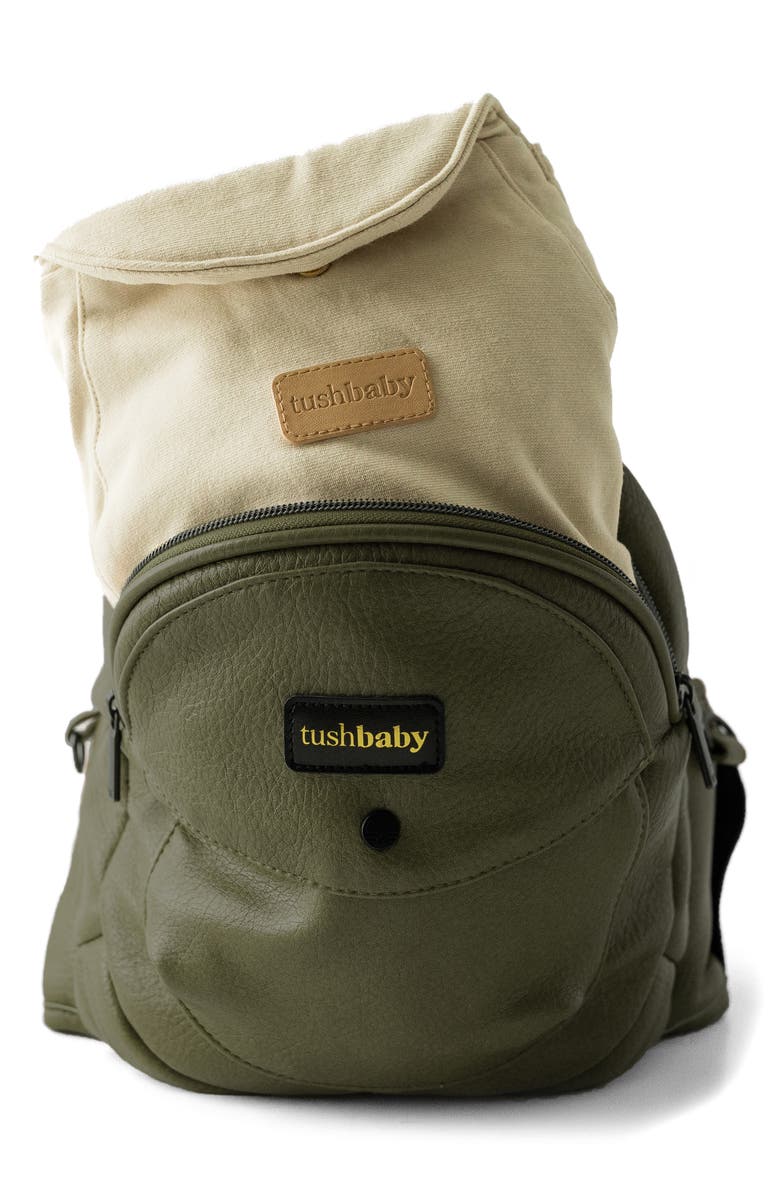 Tushbaby Hands-Free Carrier Set with Included Crossbody Strap, Alternate, color, Olive/ Cream/ Embroidered Pink