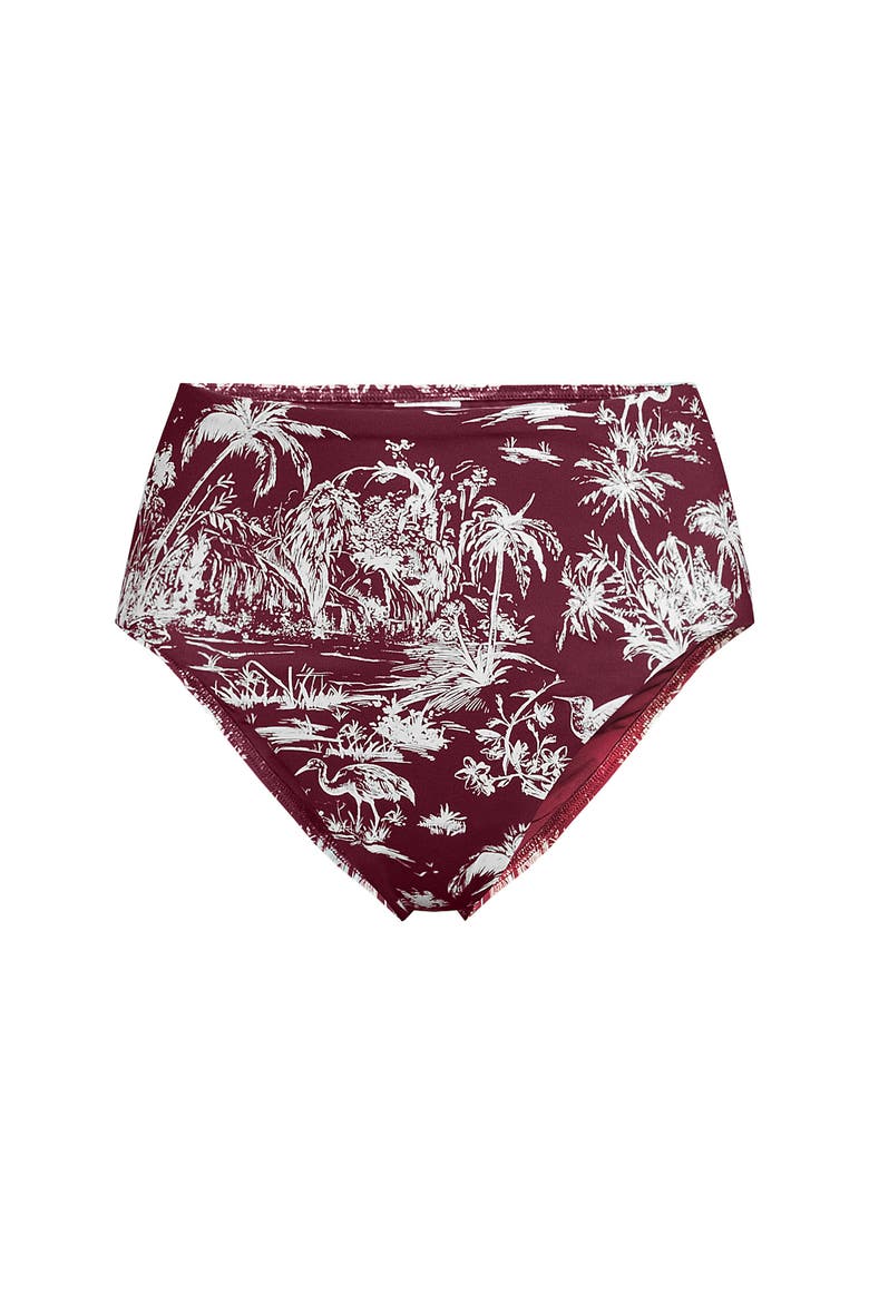 Cheeky High Waisted Bikini Bottoms, Alternate, color, Burgundy Island Scenic