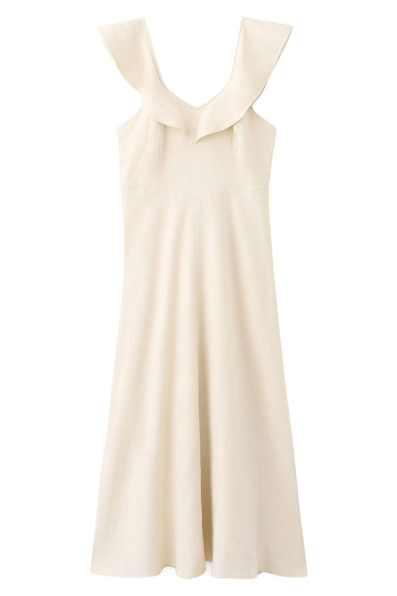 Ruffle Linen Blend Midi Dress, Main, color, SAND