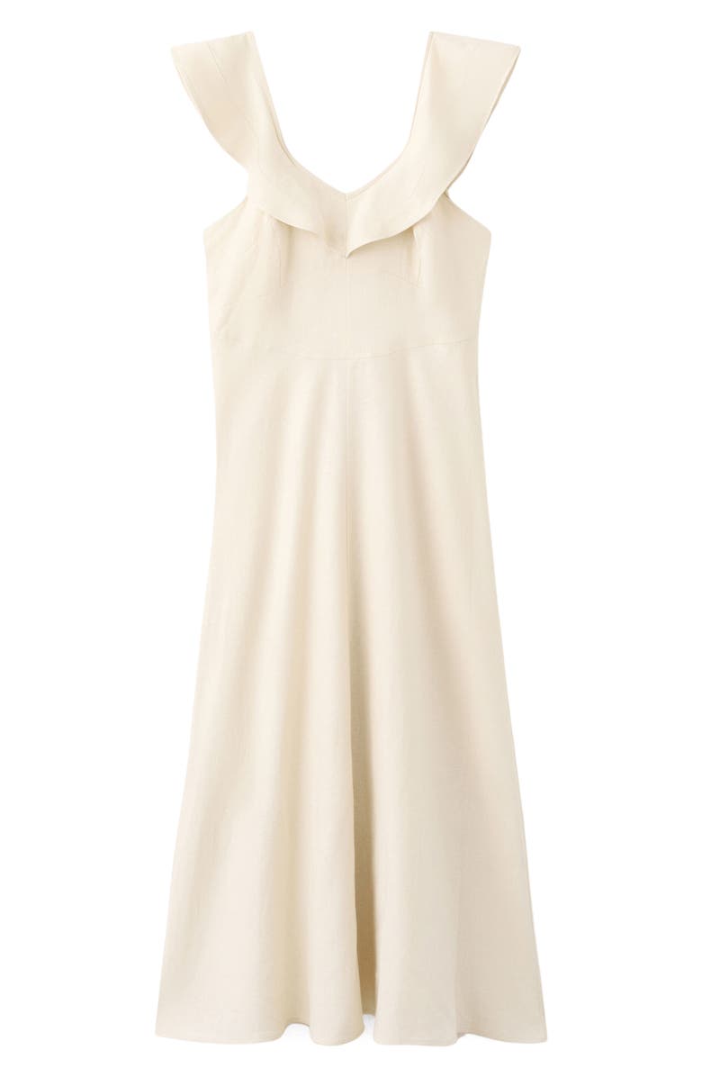 MANGO Ruffle Linen Blend Midi Dress, Main, color, 
